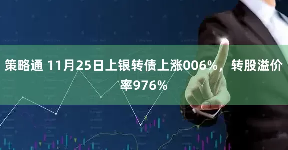 策略通 11月25日上银转债上涨006%，转股溢价率976%