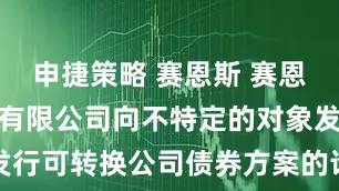 申捷策略 赛恩斯 赛恩斯环保股份有限公司向不特定的对象发行可转换公司债券方案的论证分析报告